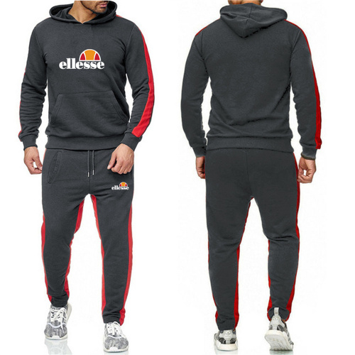 ellesse【7 Color】Pure Cotton Printed Tracksuits Hoodie + Pants Asian Size S-3XL