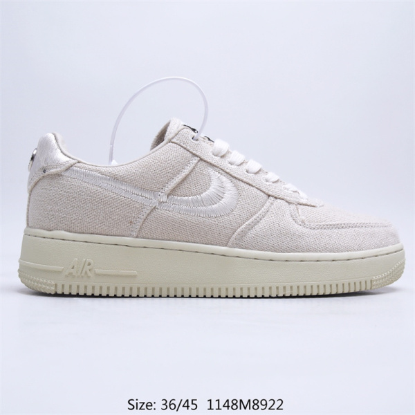 【Stussy】2 Color Air Force 1 Low Linen Fabric Size: 36-45 With Box