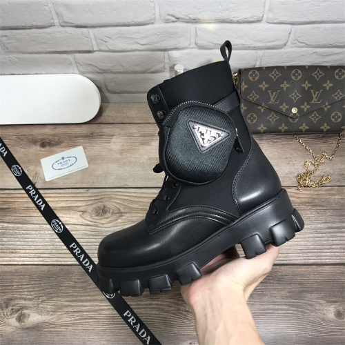 US【5-9】PRADA【2 Color】Women's Low-Heel Ankle Boots With Box