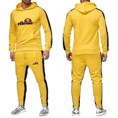 ellesse【7 Color】Pure Cotton Printed Tracksuits Hoodie + Pants Asian Size S-3XL