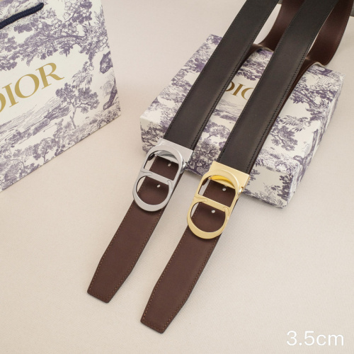 DIOR Unisex Smooth Buckle Belt Smooth Leather