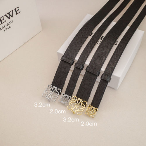LOEWE Unisex Smooth Buckle Belt Lichee Pattern Leather