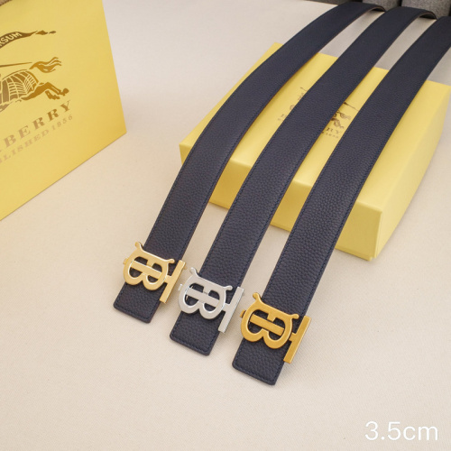 BURBERRY Unisex Smooth Buckle Belt Lichee Pattern Leather