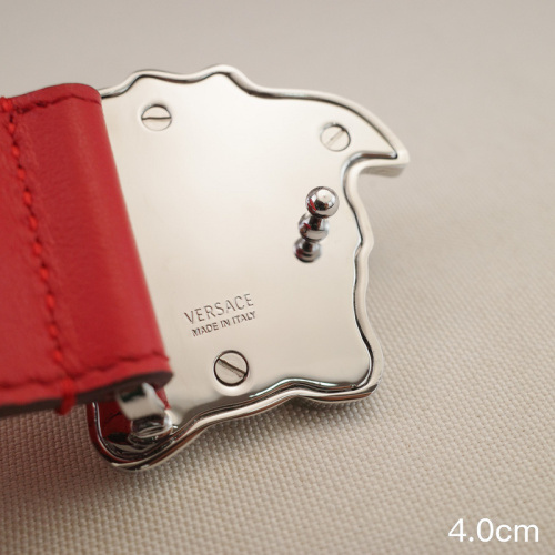 VERSACE Unisex Smooth Buckle Belt Smooth Pattern Leather