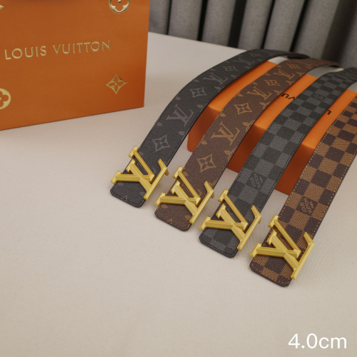 LV Unisex Smooth Matte Buckle Belt Smooth Leather