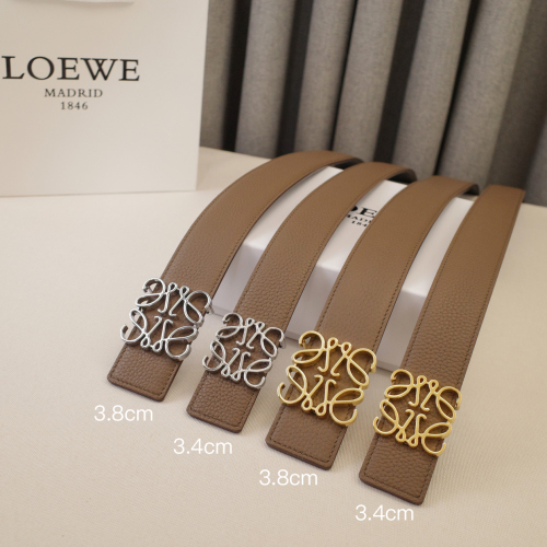 LOEWE Unisex Smooth Buckle Belt Lichee Leather