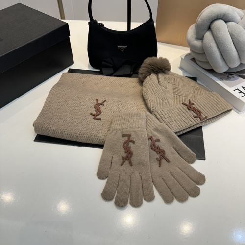 YSL Unisex Cap + Scarves + Glove 3-Piece Set No Box