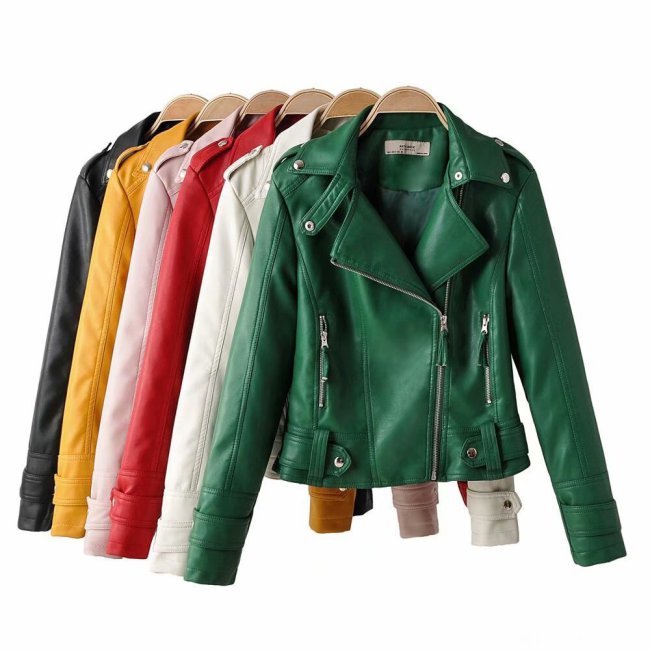 Xhill 2023 New Autumn Street Fashion Faux Female Coats Short  Leather Biker Women's Jackets