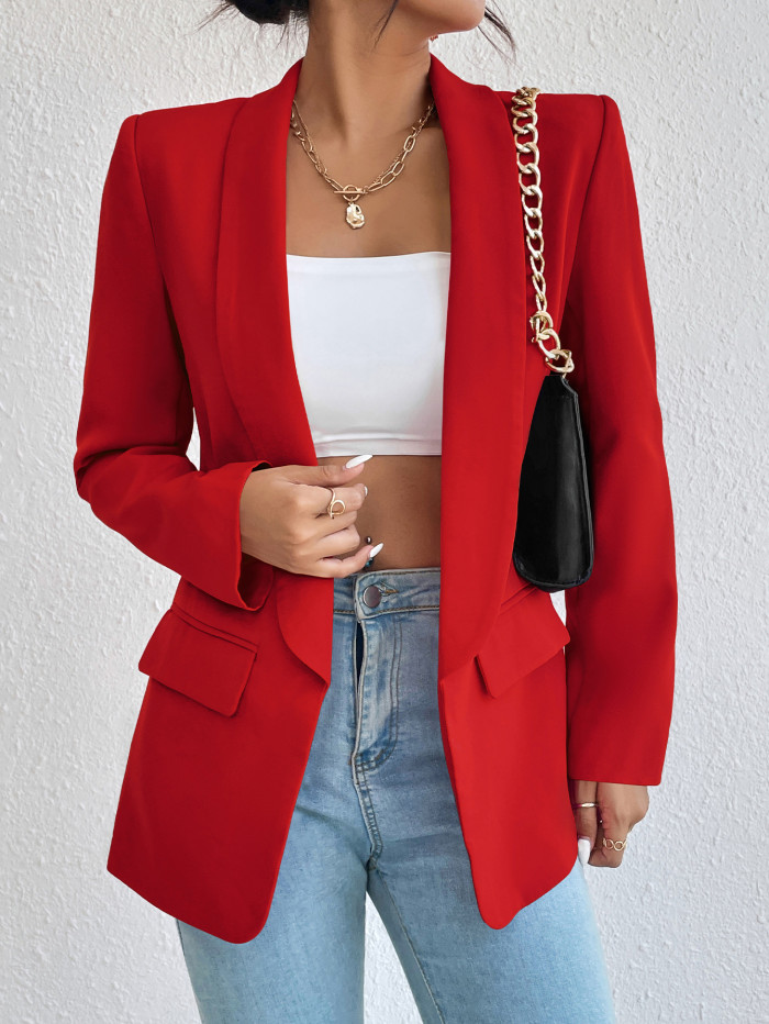 Xhill 027 Basic Slim Summer Blazer Women Jacket Office Black Women's Jacket Suit 2023 Casual Coats Chic Rose Red Blazers
