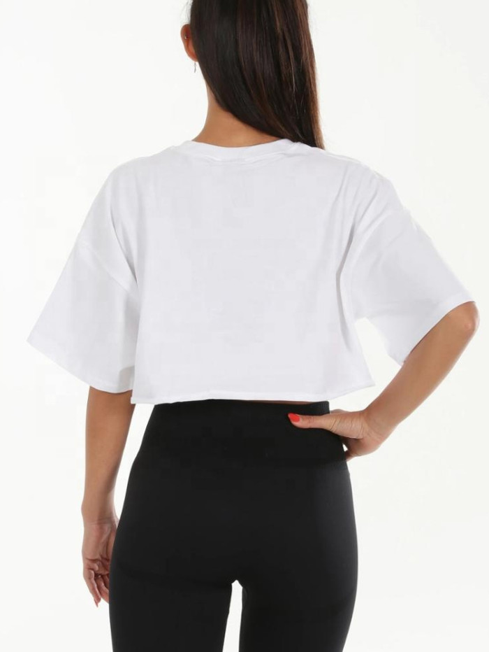 Xhill Women Crop Top Shirts oversize Ladies Street Wear Women long sleeve crop top t shirts Custom 100% Cotton women t-shirts