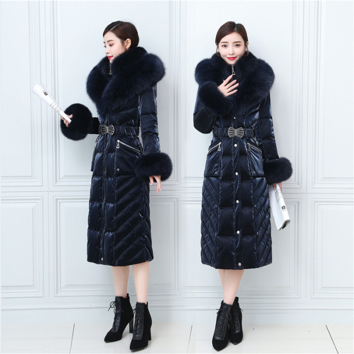Xhill 2023 Customized Women Winter Fur Coat Long Padded Jacket Down Puffer