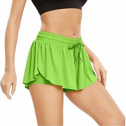 Xhill Spandex 2 in 1 Gym Yoga Casual Workout Youth Butterfly Shorts Flowy Athletic Running Biker Shorts For Women