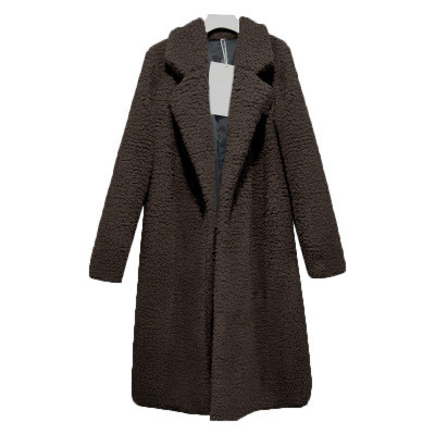 Xhill Women  Teddy Faux Fur Coat Lapel Warm Winter Thick Plush Long Fur Coat Ladies Plus Size 3XL Overcoat Fashion Jackets Outwear