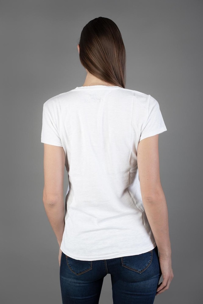Xhill MELA CARAMELLATA WHITE Made in Italy by Skilled Italian Craftsmen - Premium Cotton Women's T-Shirt -  Casual Style