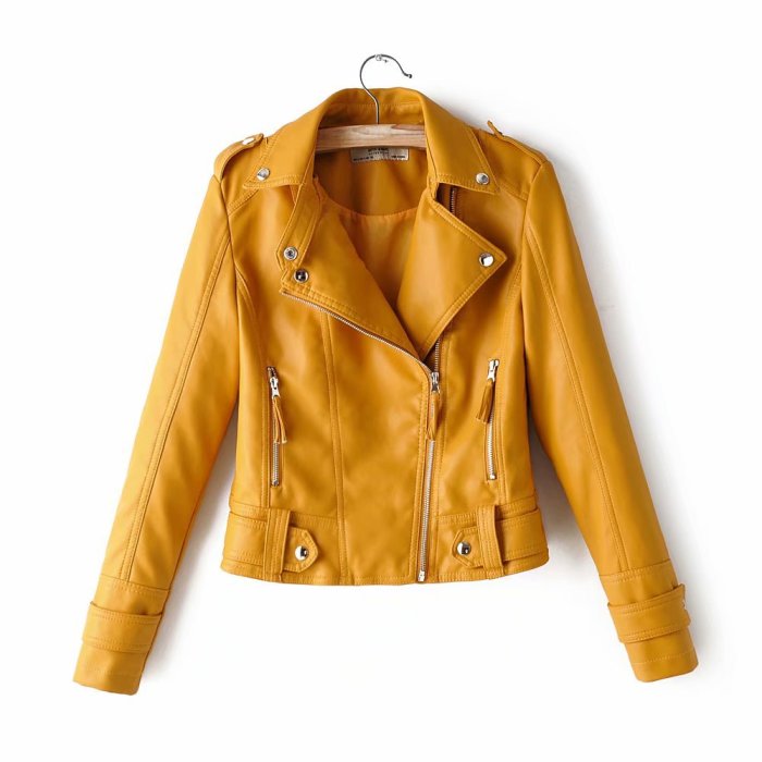 Xhill 2023 New Autumn Street Fashion Faux Female Coats Short  Leather Biker Women's Jackets