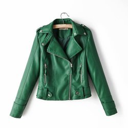 Xhill 2023 New Autumn Street Fashion Faux Female Coats Short  Leather Biker Women's Jackets