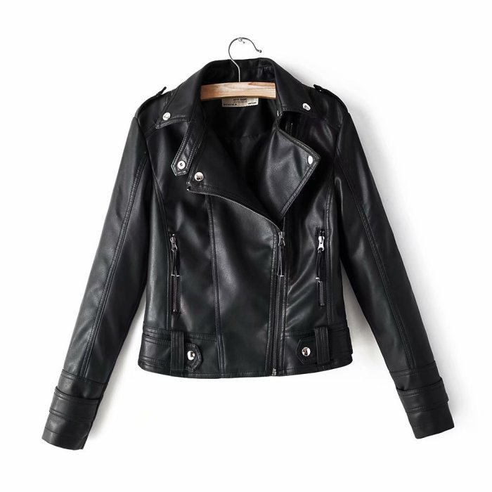 Xhill 2023 New Autumn Street Fashion Faux Female Coats Short  Leather Biker Women's Jackets