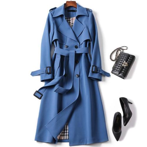 Xhill Elegant Light Fashion Korean Style Mid-length Trench Coat Popular Belted Overcoat For Spring Autumn For Women