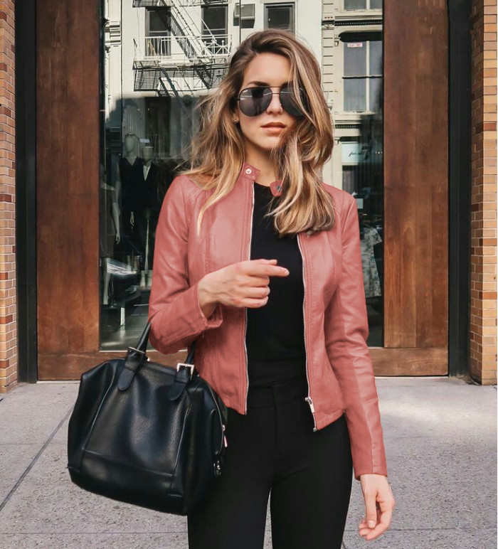 Xhill 2022 Hot Autumn And Winter Women'S Fashion Leather Pu Jacket Women'S Suit Small Coat 12 Colors