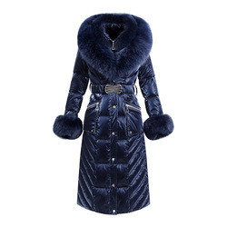 Xhill 2023 Customized Women Winter Fur Coat Long Padded Jacket Down Puffer
