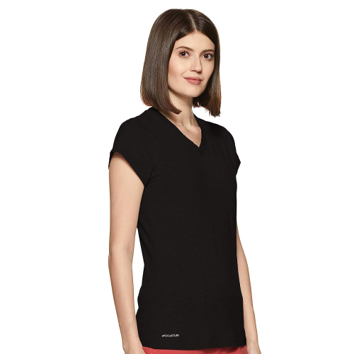 Xhill Comfortable V Neck Women T Shirt Standard Quality Stylish Custom Design Solid Color Short Sleeve Slim Fit Women's Tshirt Cheap