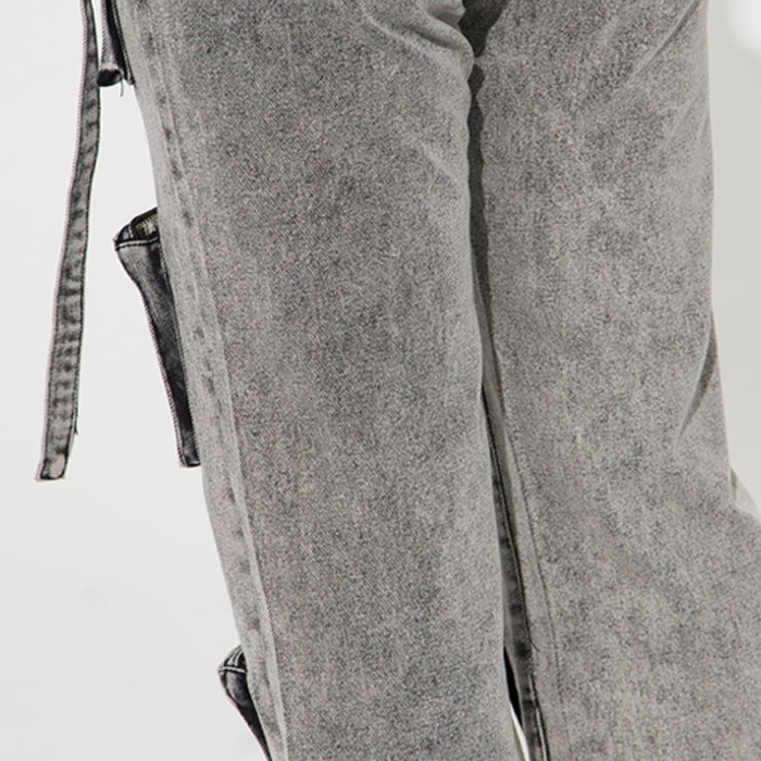 Xhill Fashion Women's Pants Trousers Casual Cargo Boyfriend Denim Wide Leg Pants Jeans For Ladies Pants Women