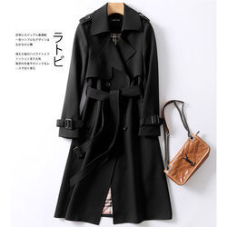 Xhill Elegant Light Fashion Korean Style Mid-length Trench Coat Popular Belted Overcoat For Spring Autumn For Women
