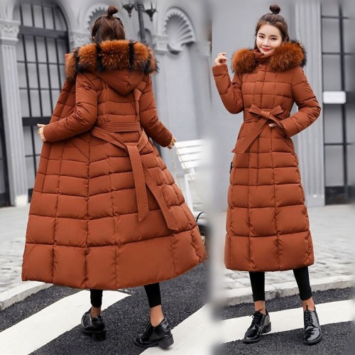 Xhill Long Winter Coat For Colder Women Jacket Cotton Padded Warm Thicken Ladies Coats Parka Womens Jackets