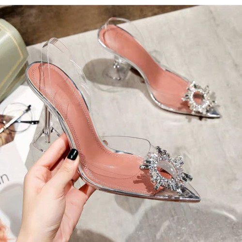 Xhill Rubber Women Transparent Sandal Ladies Dress Shoes Party Fashion New Style High-heeled Shoes In Stock