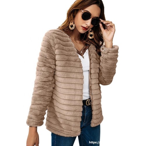 Xhill Women Fake Fur Coats New Solid Color Casual Winter Women Outerwear Winter Coat Women