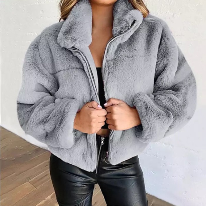 Xhill 2022 winter clothes fashion outwear zipper up stand collar warm bomber women jacket coat