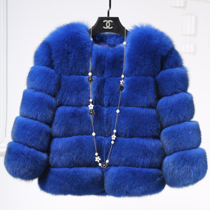 Xhill 2020 New Style Winter Fur Coat Women Faux Fox Fur Jacket Custom Short Fashion Fake Fur Coat Outwear