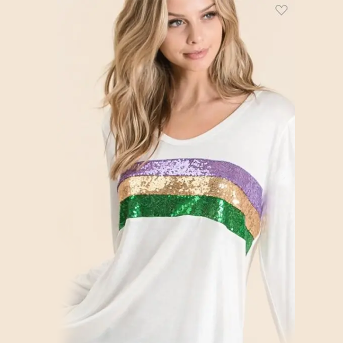 Xhill 2023 fashion casual long sleeve three stripe sequin tshirt contrast colour slip embroidery sequins women t-shirts