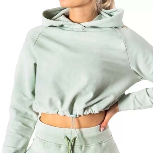 Xhill High Quality Custom Logo Cotton Long Sleeve Crop Top Women Hoodie for Casual Streetwear Clothing