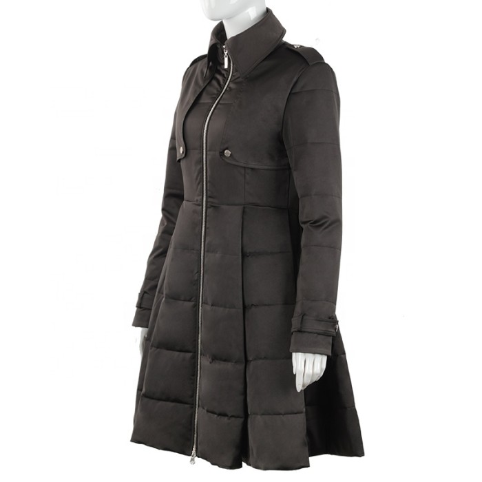 Xhill 2023 winter puffer jacket ladies warm stand collar cotton-padded clothes women waistcoat long down winter jackets women coats