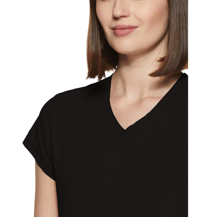 Xhill Comfortable V Neck Women T Shirt Standard Quality Stylish Custom Design Solid Color Short Sleeve Slim Fit Women's Tshirt Cheap