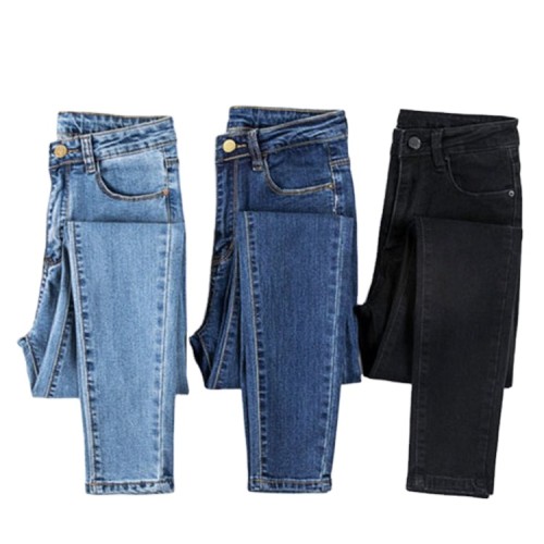 Xhill Custom European Fashion Female Denim Pants 3 Color Women High Waist Skinny Jeans