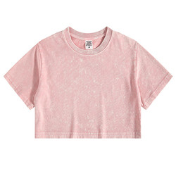 Xhill Wholesale Custom Logo 100% Cotton Sexy Fashion Streetwear Acid Wash Vintage Short Cropped Shirts Women Crop Top T-shirts