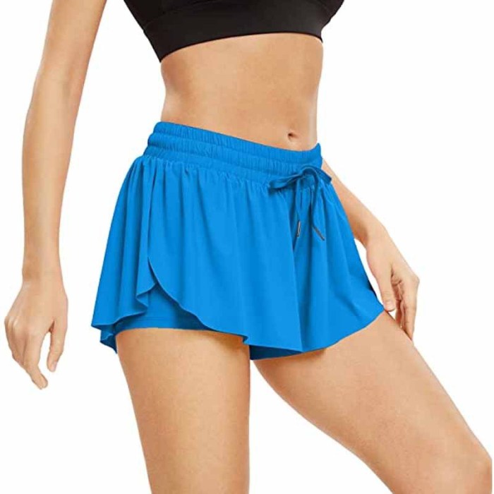 Xhill Spandex 2 in 1 Gym Yoga Casual Workout Youth Butterfly Shorts Flowy Athletic Running Biker Shorts For Women
