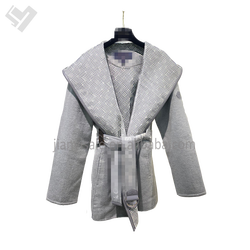 Xhill 2023 New Autumn Winter Women Luxury Clothing Woolen Coat Designer Print Turn Down Collar Ladies Wool Trench Coat With Belt