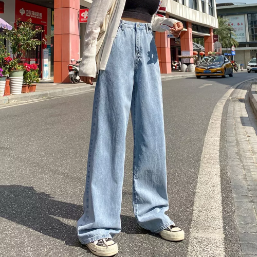 Xhill Woman Jeans High Waist Clothes Wide Leg Denim Streetwear Vintage Fashion Harajuku Straight Pants Clothing