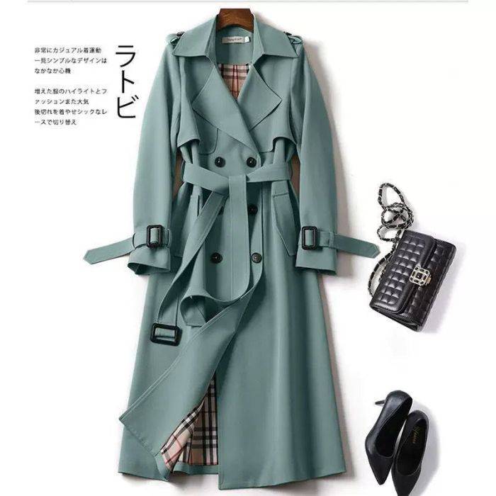 Xhill Elegant Light Fashion Korean Style Mid-length Trench Coat Popular Belted Overcoat For Spring Autumn For Women