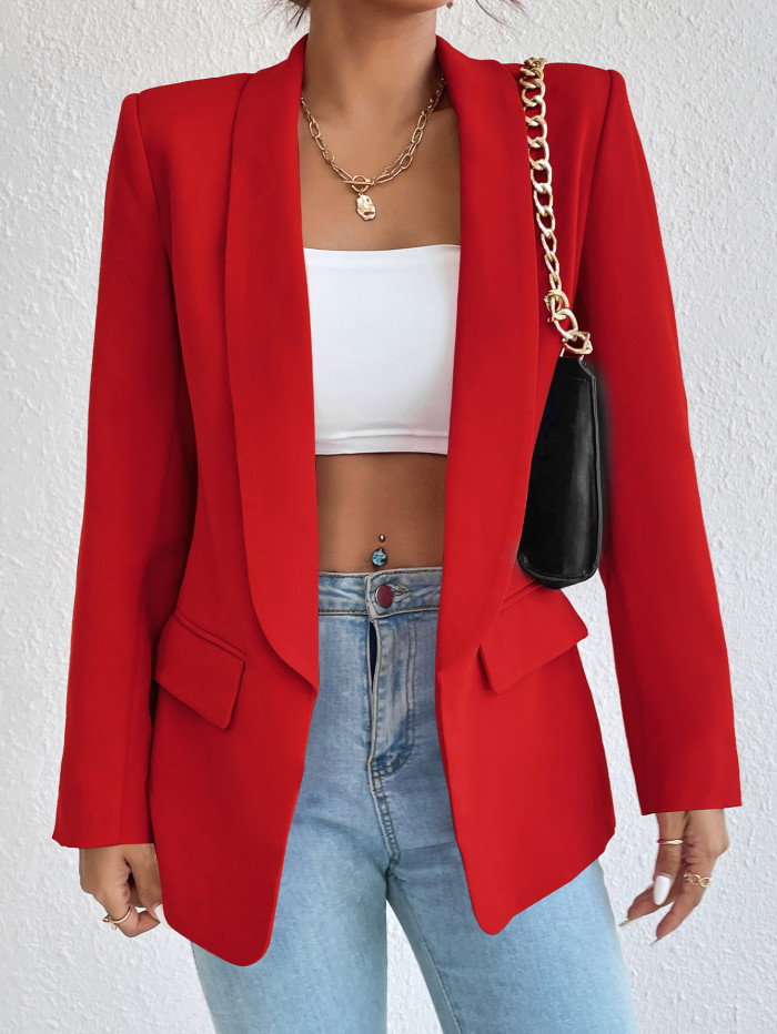 Xhill 027 Basic Slim Summer Blazer Women Jacket Office Black Women's Jacket Suit 2023 Casual Coats Chic Rose Red Blazers