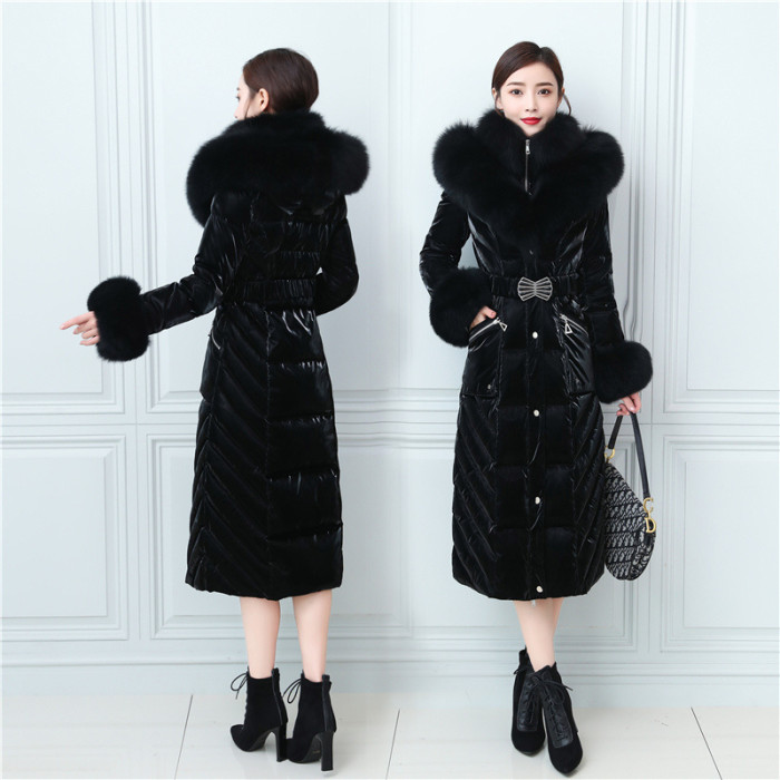 Xhill 2023 Customized Women Winter Fur Coat Long Padded Jacket Down Puffer