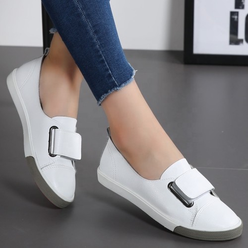 Xhill 2020 Spring Autumn Women Loafers Flats Lady Slip on White shoes Genuine Leather Moccasins Casual Female Shoes Zapatos De Mujer