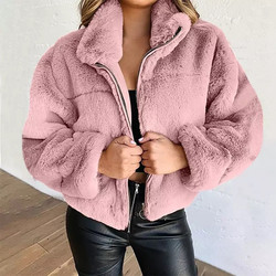 Xhill 2022 winter clothes fashion outwear zipper up stand collar warm bomber women jacket coat