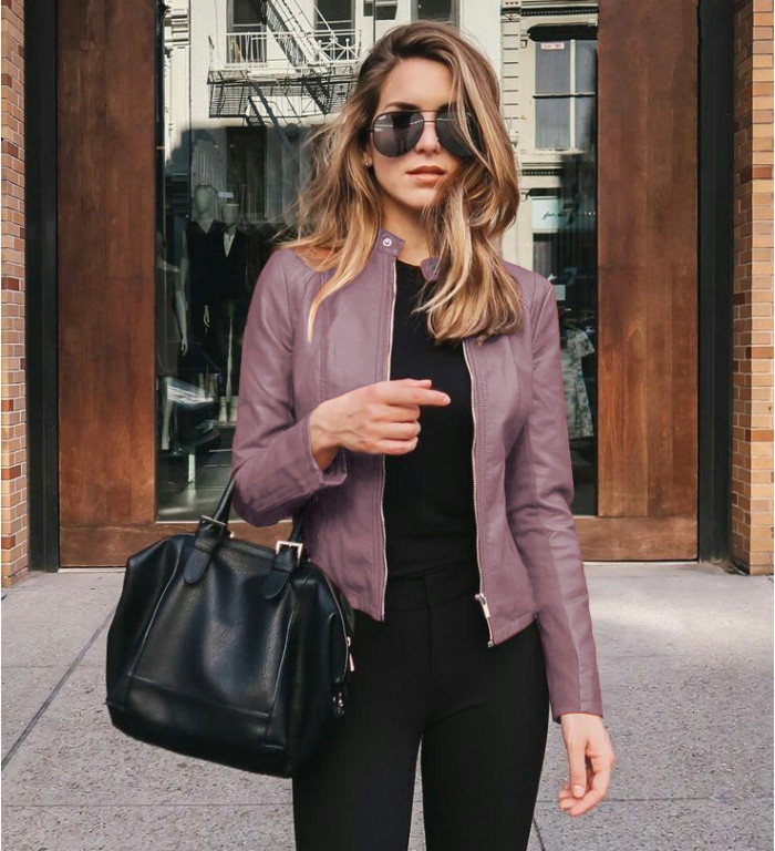 Xhill 2022 Hot Autumn And Winter Women'S Fashion Leather Pu Jacket Women'S Suit Small Coat 12 Colors