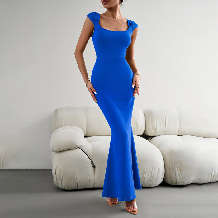 Women's Autumn Slim Sexy Square Neck Knitting Dress