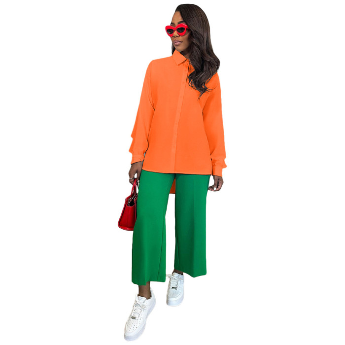 Women Fall Long Sleeve Tuxedo Casual Shirt