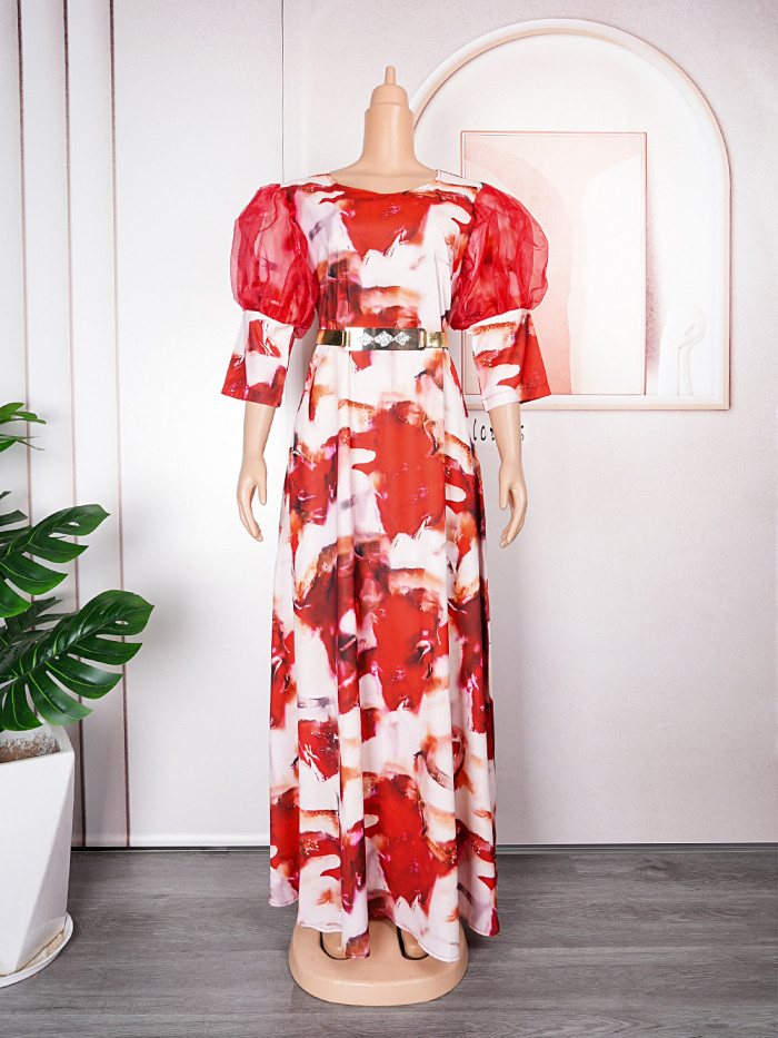 Printed African Ladies Plus Size Long Dress